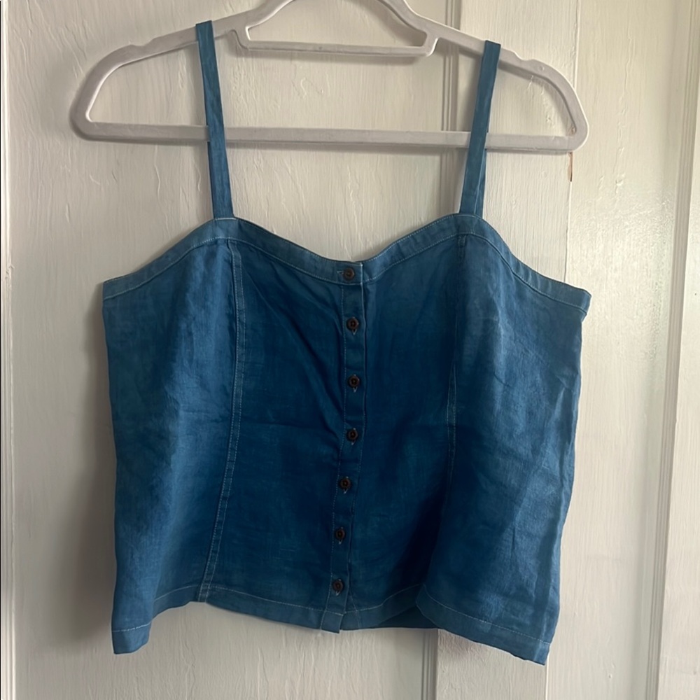 Everlane indigo linen tank